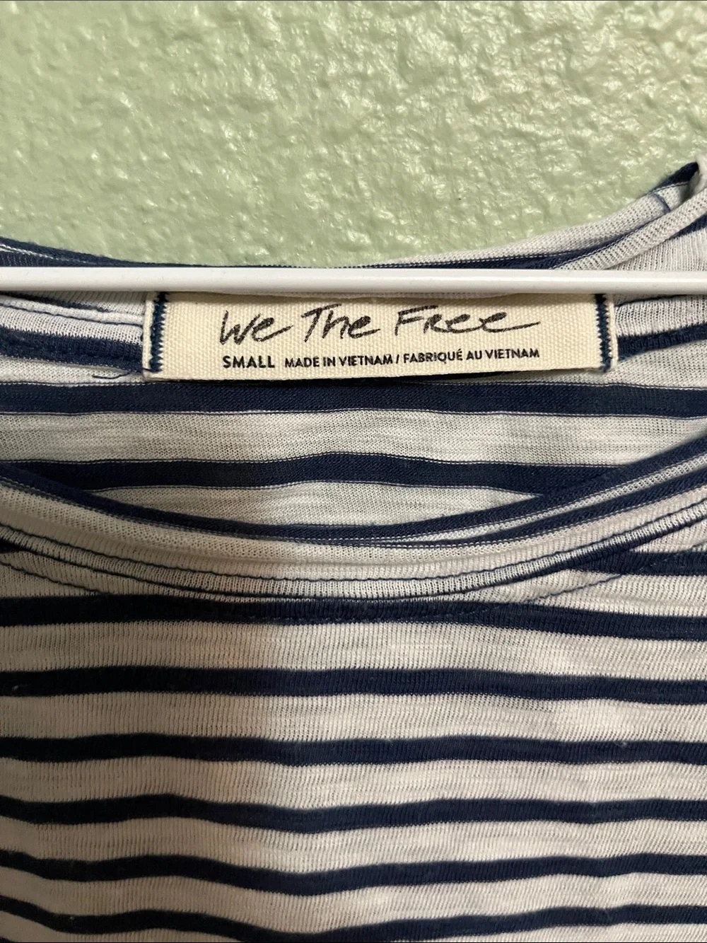 Free People Navy and White Striped Short Sleeve Tee Sz Small Womens